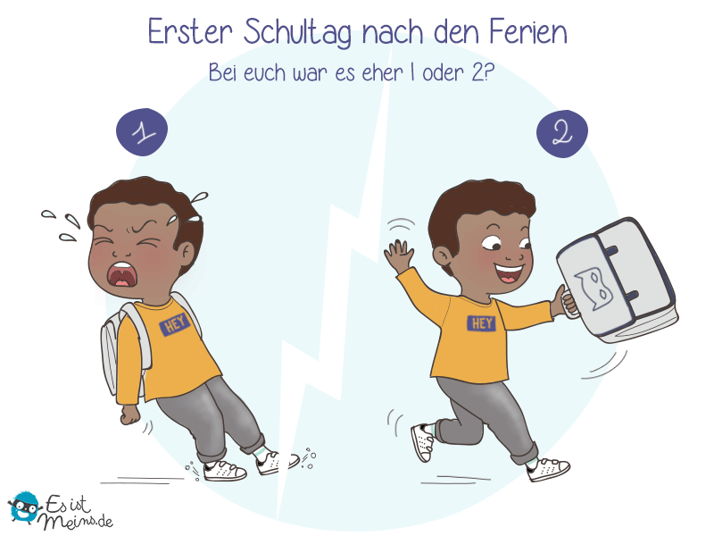 Der erste Schultag nach den Ferien: Weinendes Kind vs. lachendes Kind