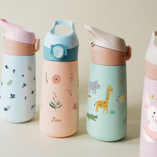 Personalisierte Edelstahl-Trinkflasche Mit Gravur – Isoliert, Mit Strohhalm, In 7 Farben