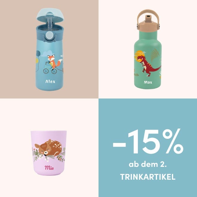 Personalisierte Trinkflasche mit Strohhalm